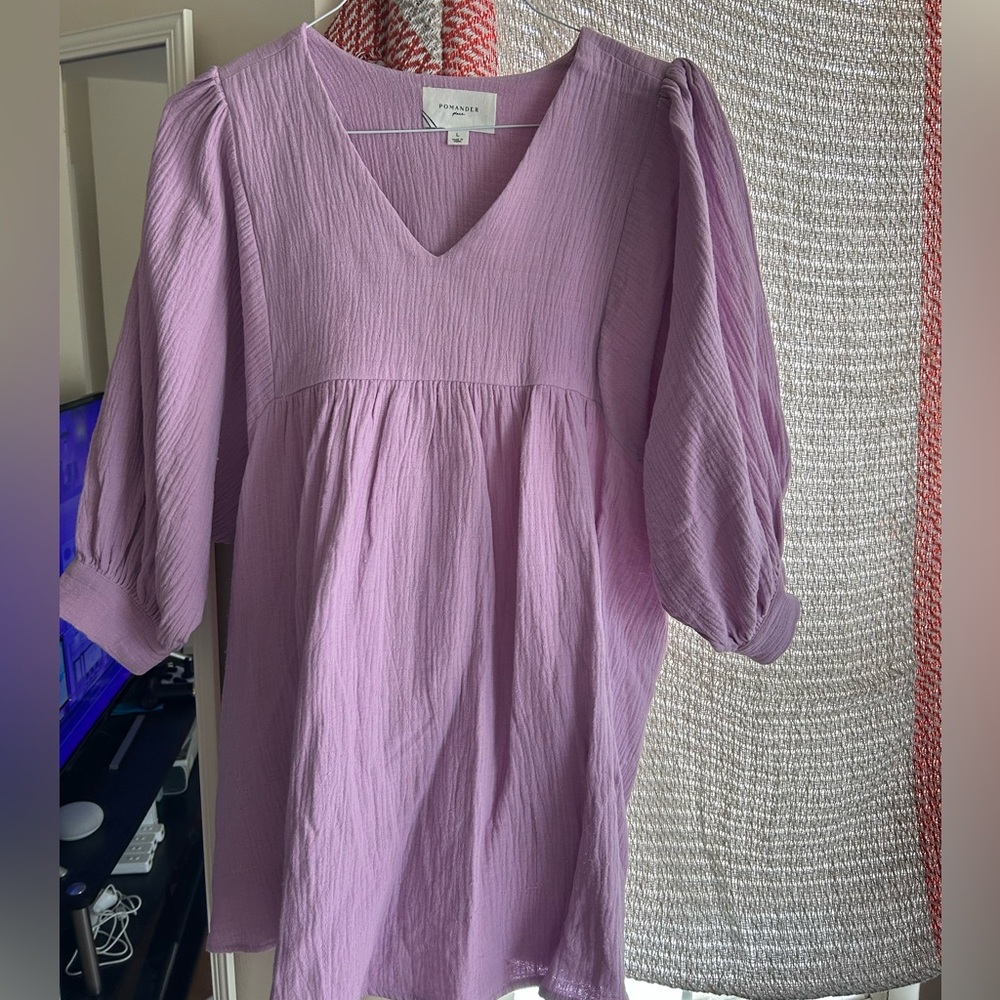 Pomander Place Millie Guaze 100% Cotton Puff Sleeve Dress